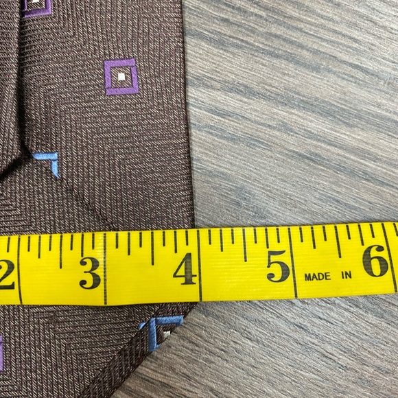 Metropolitan View Brown w/ Purple & Blue Check Tie - Picture 4 of 4